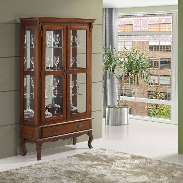 Cristaleira Londres 1 Gaveta Madeira Maciça 100cm