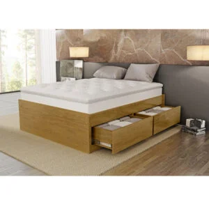 Cama Box Queen Bolonha de Madeira Maciça 160cm