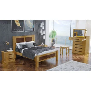 Cama Casal Alexandria de Madeira Maciça 140cm