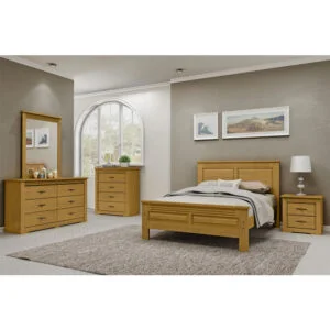 Cama Casal Bari de Madeira Maciça 140cm