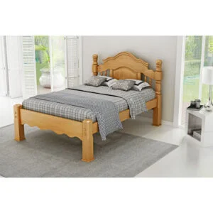 Cama Casal Milão de Madeira Maciça 140cm