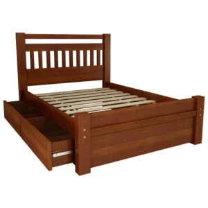 Cama Casal Ravena de Madeira Maciça 140cm