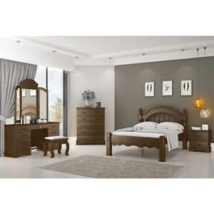 Cama Casal Turim de Madeira Maciça 140cm