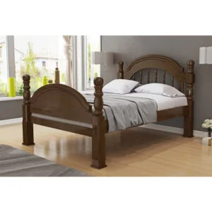 Cama Casal Turim de Madeira Maciça Peseira Alta 140cm