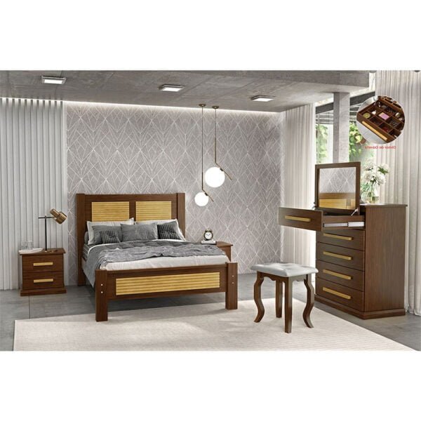 Cama Queen Alexandria de Madeira Maciça 160cm