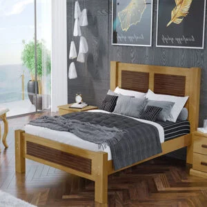 Cama Queen Alexandria de Madeira Maciça 160cm