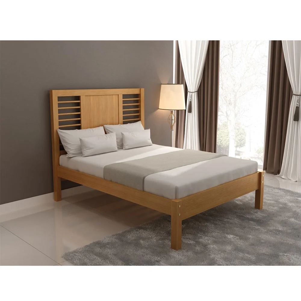 Cama Queen Nápoles de Madeira Maciça 160cm