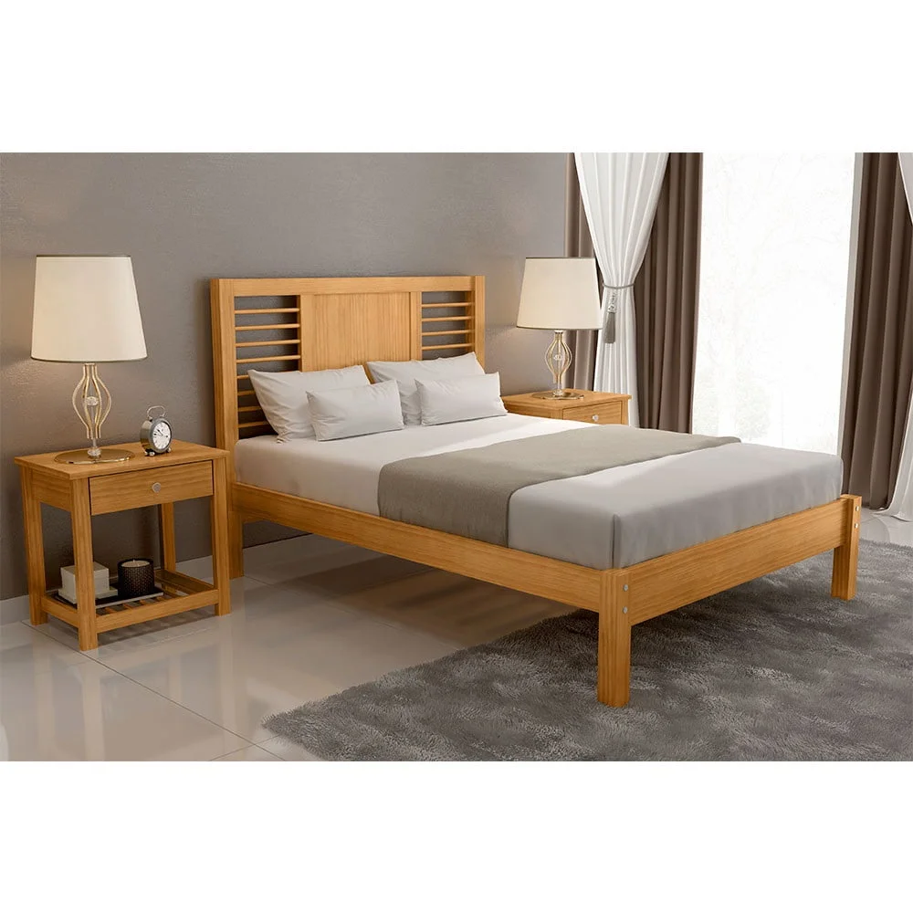 Cama Queen Nápoles de Madeira Maciça 160cm