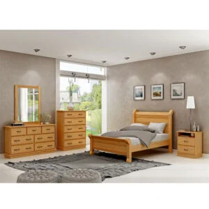 Cama Casal Veneza de Madeira Maciça 140cm