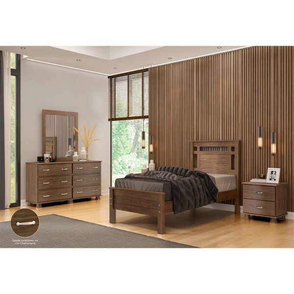 Cama Solteiro Parma de Madeira Maciça 88cm
