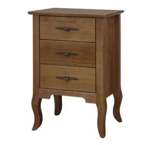 Mesa de Cabeceira Madrid 3 Gavetas sem Rattan Madeira Maciça