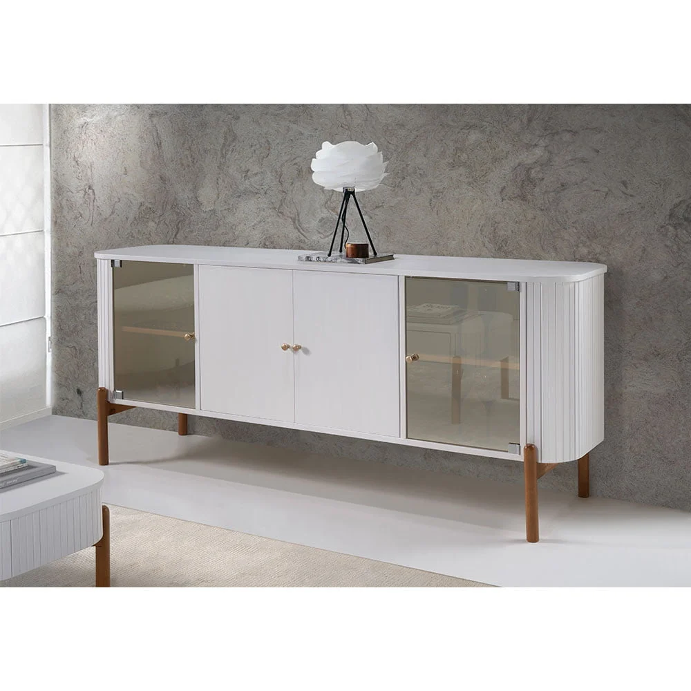 Balcão Aurora 2 Portas de Vidro 184cm Madeira Maciça