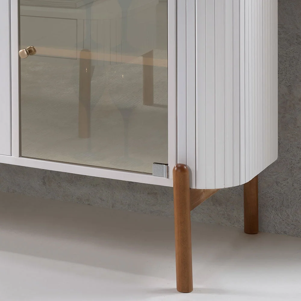 Balcão Aurora 2 Portas de Vidro 184cm Madeira Maciça