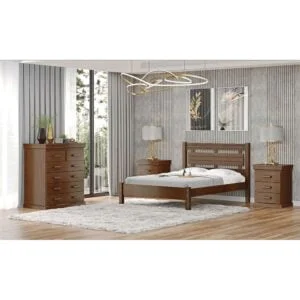 Cama Casal Arezzo de Madeira Maciça 140cm