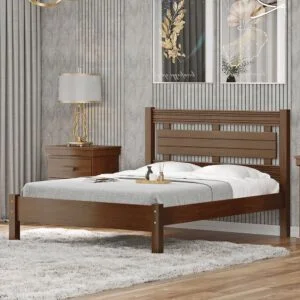 Cama Casal Arezzo de Madeira Maciça 140cm