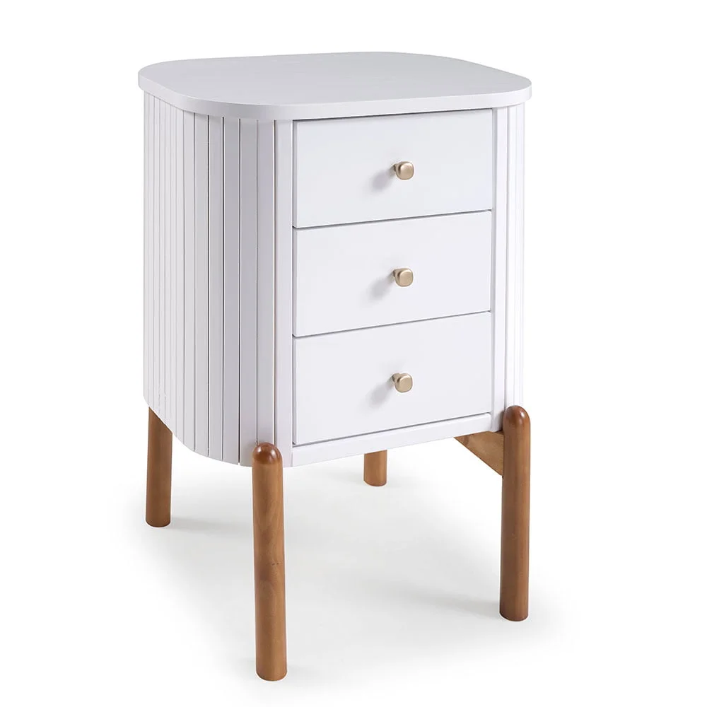 Mesa de Cabeceira Aurora 3 Gavetas Madeira Maciça