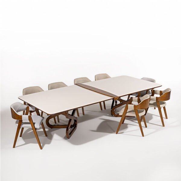 Mesa de Jantar Fenix Tampo Bipartido Madeira Maciça