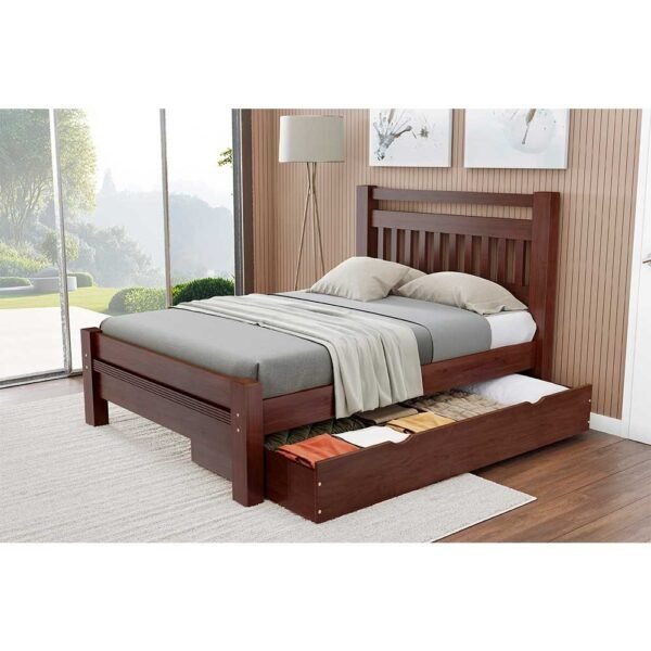 Cama Casal Ravena de Madeira Maciça com Gavetão