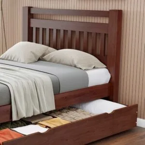 Cama Casal Ravena de Madeira Maciça com Gavetão