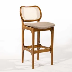 Banqueta Decor com Tela (2 Unidades) Madeira Maciça