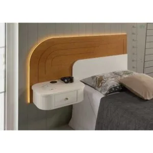 Cabeceira de Solteiro Aurora de Madeira Maciça com LED