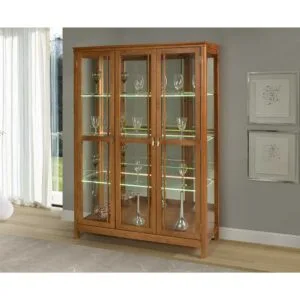 Cristaleira Serena 3 Portas Madeira Maciça 127cm com LED