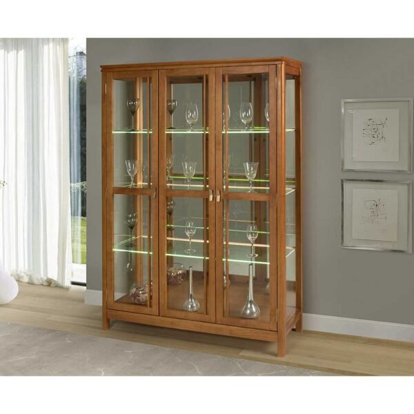 Cristaleira Serena 3 Portas Madeira Maciça 127cm com LED