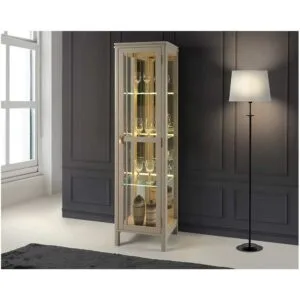 Cristaleira Serena1 Porta Madeira Maciça 48cm com LED