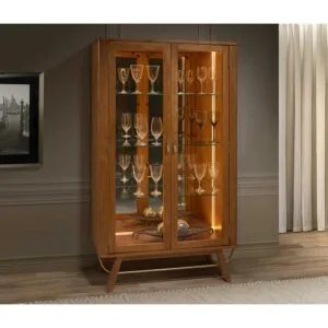 Cristaleira Tulipa 2 Portas Madeira Maciça com LED