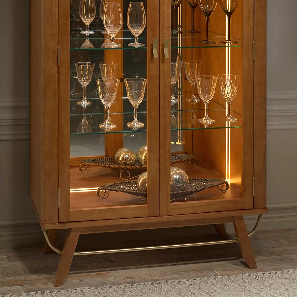 Cristaleira Tulipa 2 Portas Madeira Maciça com LED