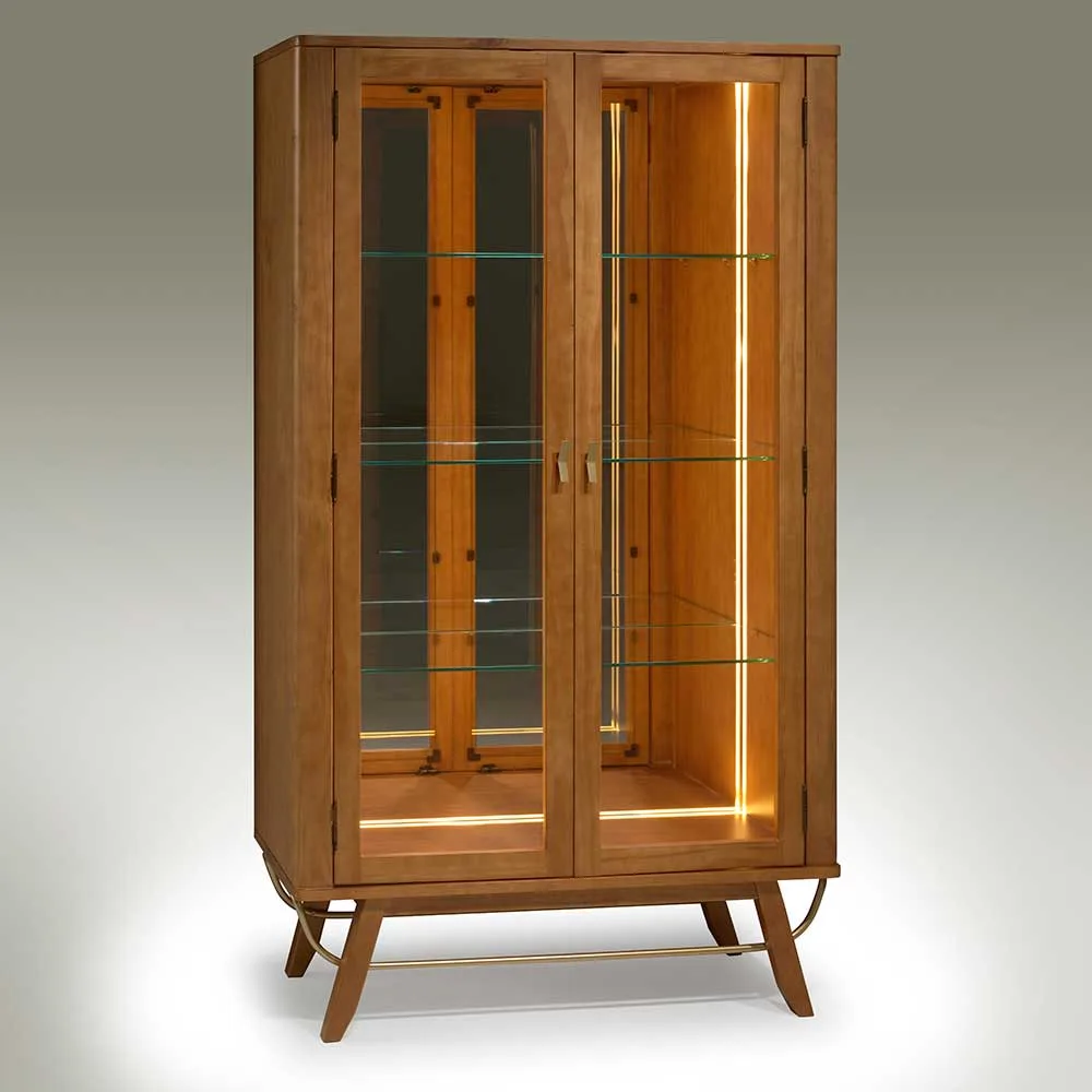 Cristaleira Tulipa 2 Portas Madeira Maciça com LED