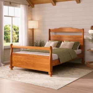 Cama Casal Antonella 140 cm de Madeira Maciça | Madeira de Eucalipto
