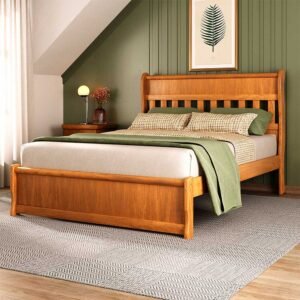 Cama Casal Cecília140 cm de Madeira Maciça | Madeira de Eucalipto