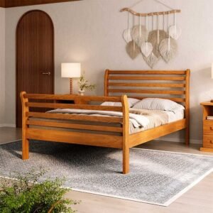 Cama Casal Sofia 140 cm de Madeira Maciça | Madeira de Eucalipto