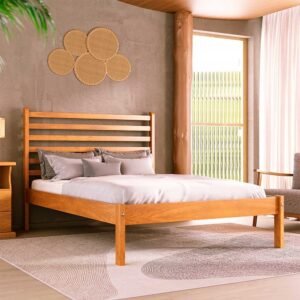 Cama Queen Elisa 160 cm de Madeira Maciça | Madeira de Eucalipto