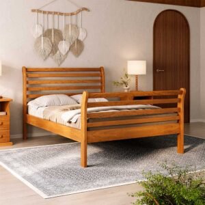 Cama Queen Sofia 160 cm de Madeira Maciça | Madeira de Eucalipto