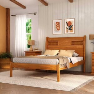 Cama Casal Alice 140 cm de Madeira Maciça