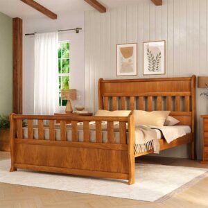 Cama Casal Cecília 140 cm de Madeira Maciça peseira alta