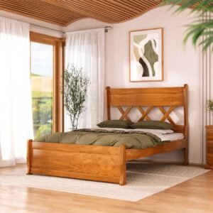 Cama Casal Valentina 140 cm de Madeira Maciça