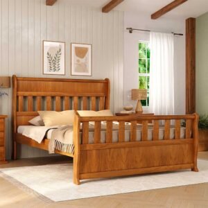 Cama Queen Cecília 160 cm de Madeira Maciça peseira alta