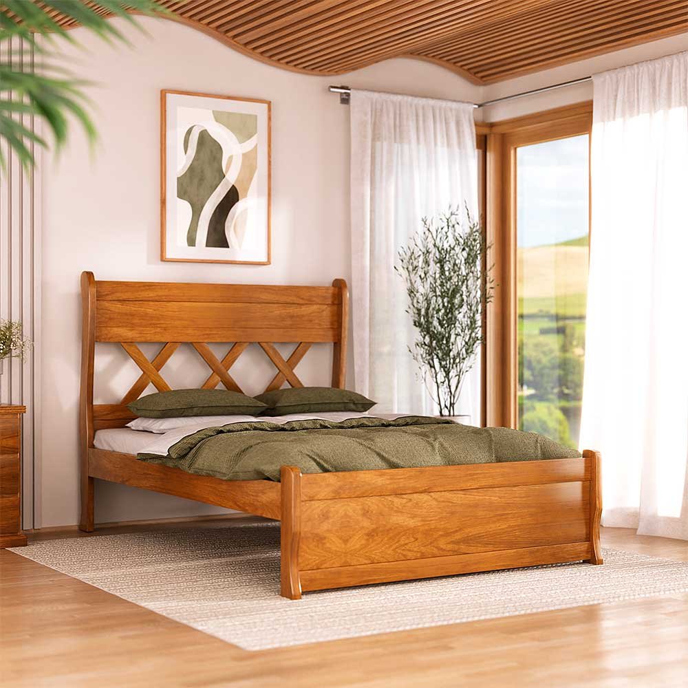 Cama Queen Valentina 160 cm de Madeira Maciça