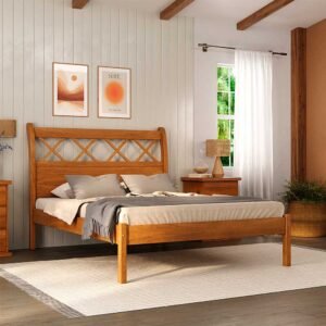 Cama Queen Yasmin 160 cm de Madeira Maciça