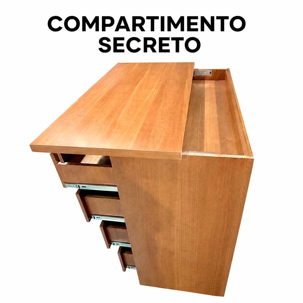 Cômoda Íris de Madeira Maciça com Compartimento Secreto