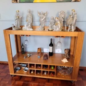 Carrinho Bar Adega Marselha de Madeira Maciça - Castanho | Pronta Entrega