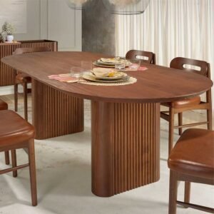 Mesa de Jantar Oval Parthenon de Madeira Maciça