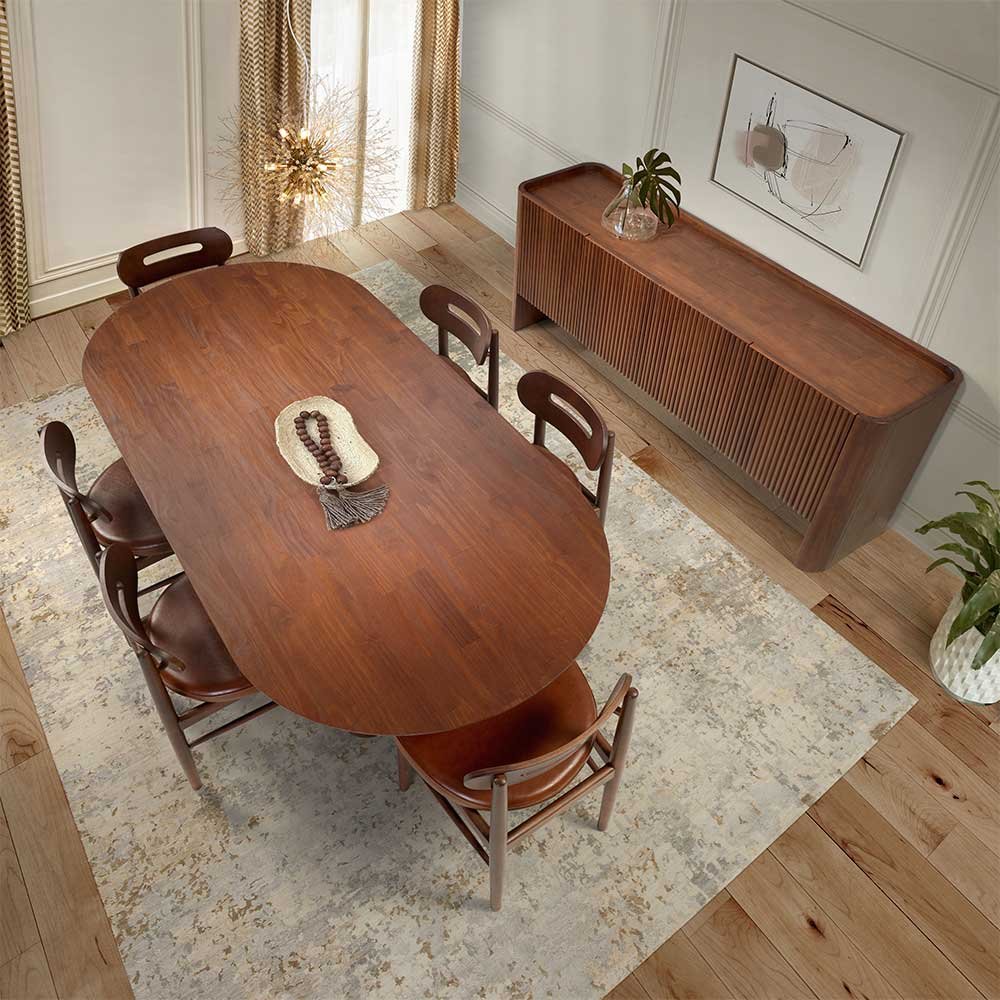 Mesa de Jantar Oval Parthenon de Madeira Maciça