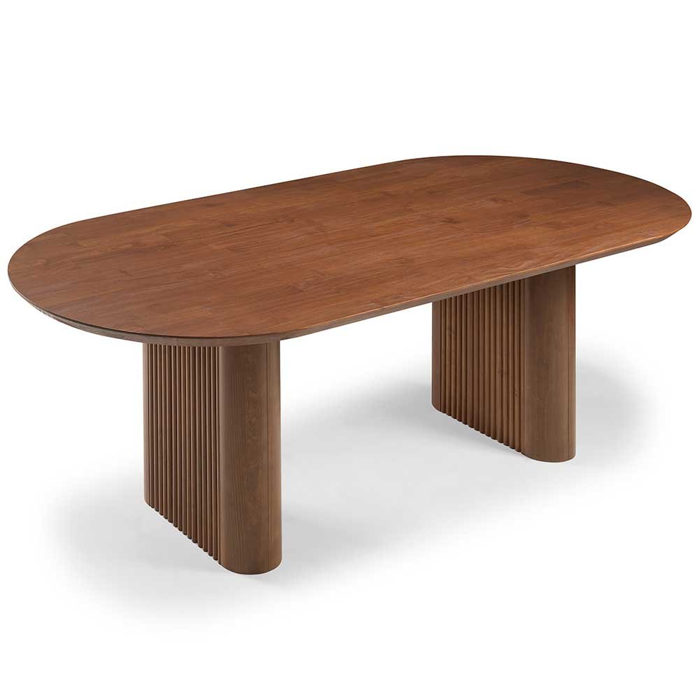 Mesa de Jantar Oval Parthenon de Madeira Maciça