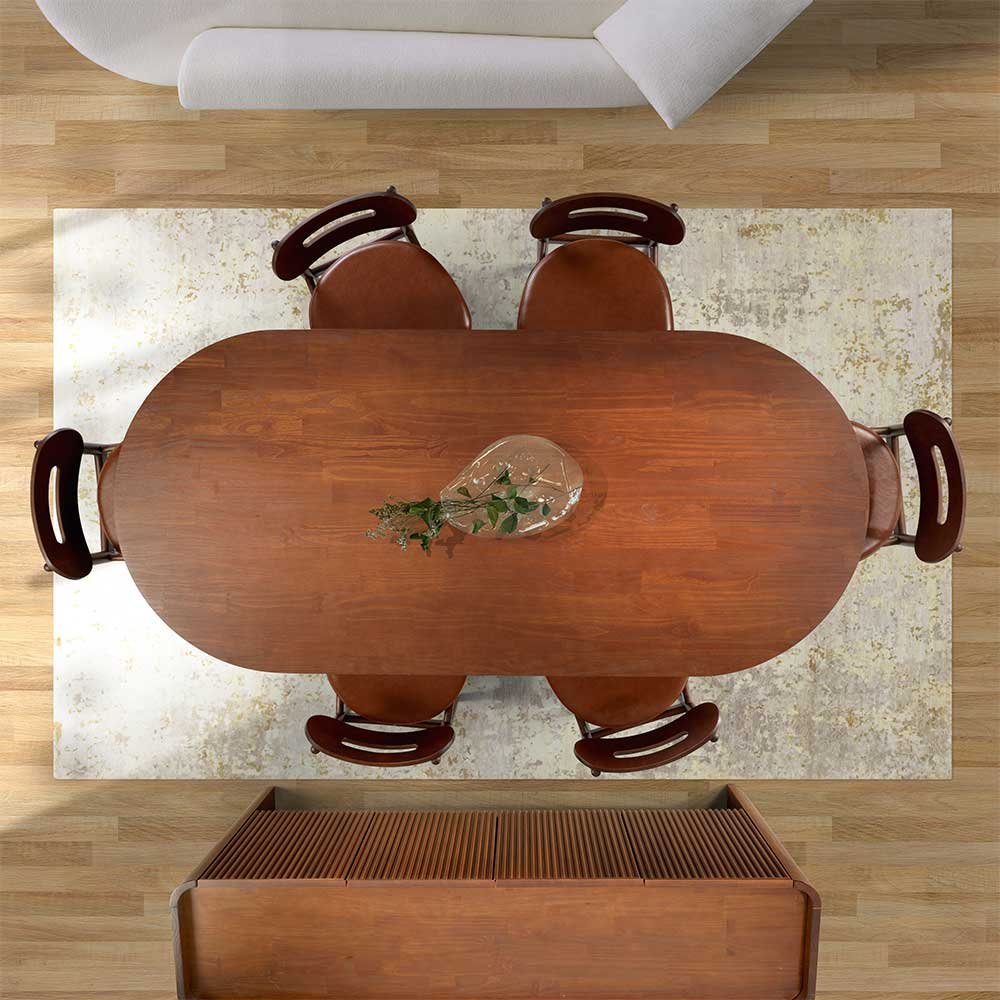 Mesa de Jantar Oval Parthenon de Madeira Maciça