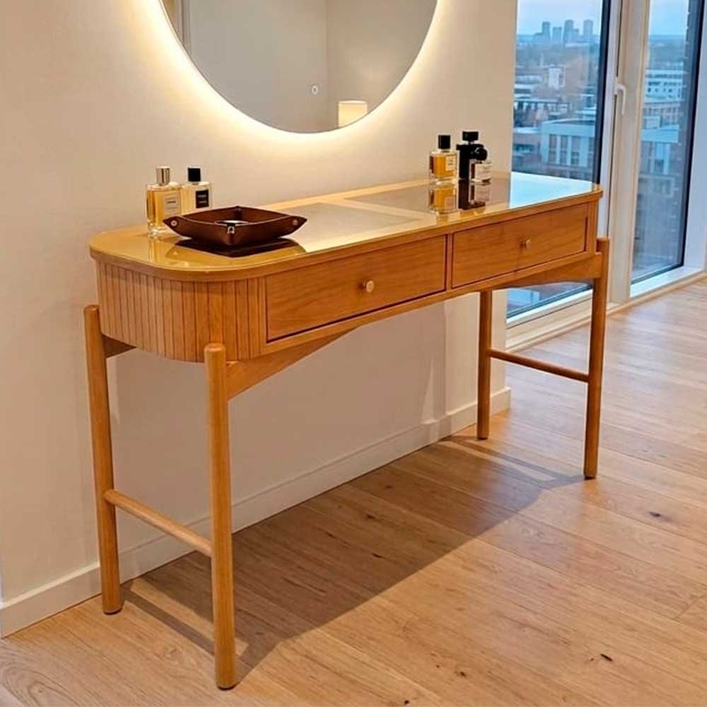 Aparador Penteadeira Aurora com Vidro Reflecta 128cm - Castanho | Pronta Entrega